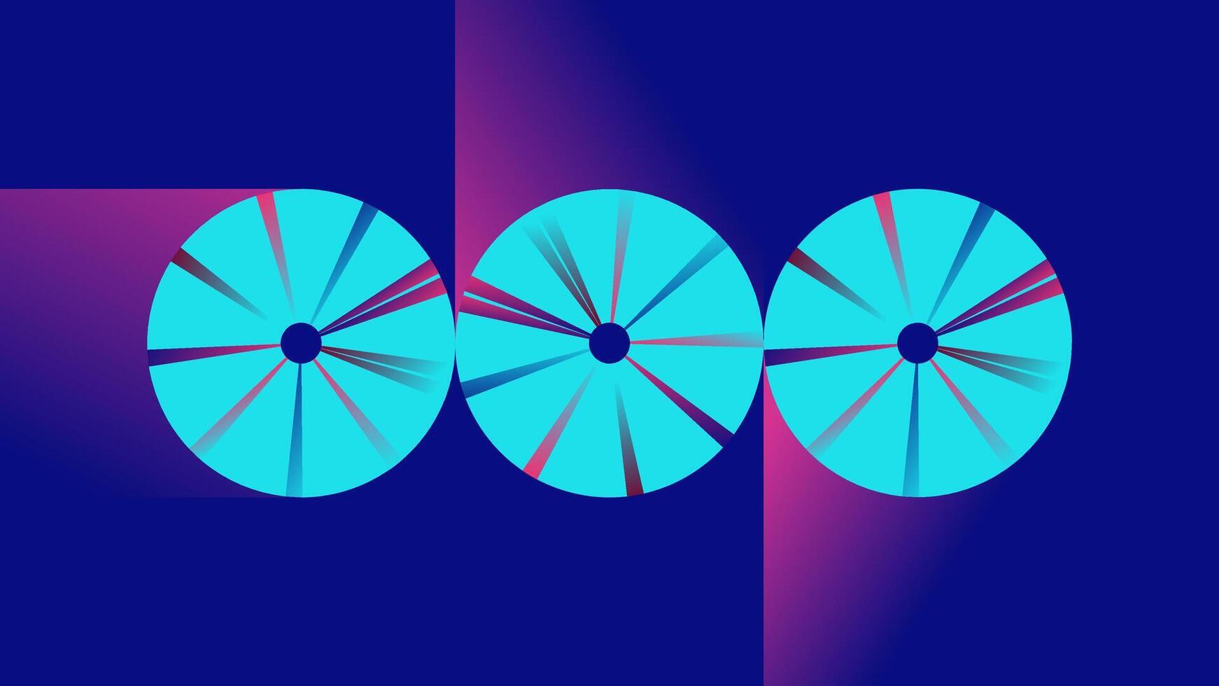 three blue circles with a red and blue background vector