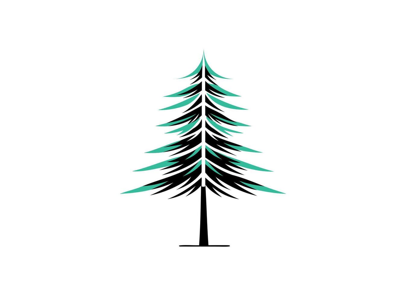 Minimalistic Evergreen Pine Tree Isolated on White vector