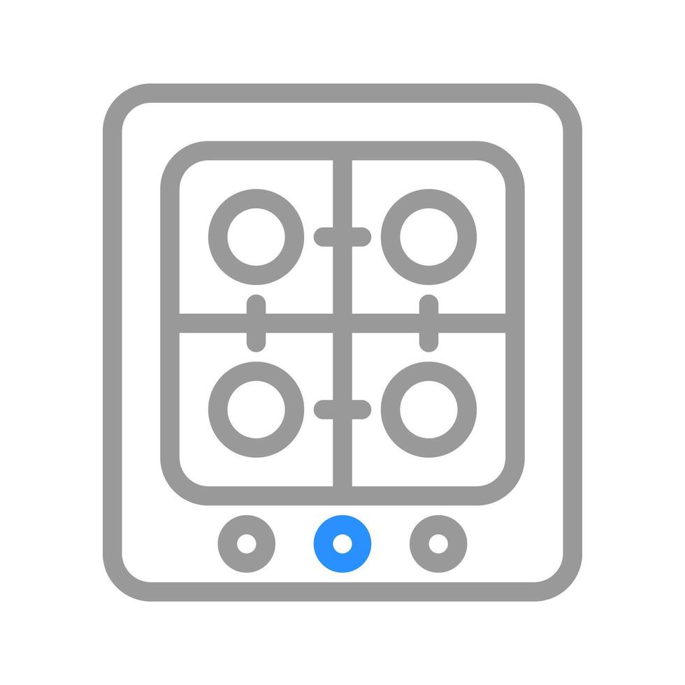 Gas stove icon with four burners. Concept of cooking, kitchen, and energy. vector
