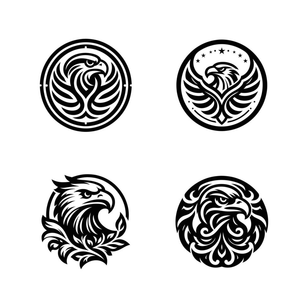 Eagle Circle Timeless Black and White Logo Design vector