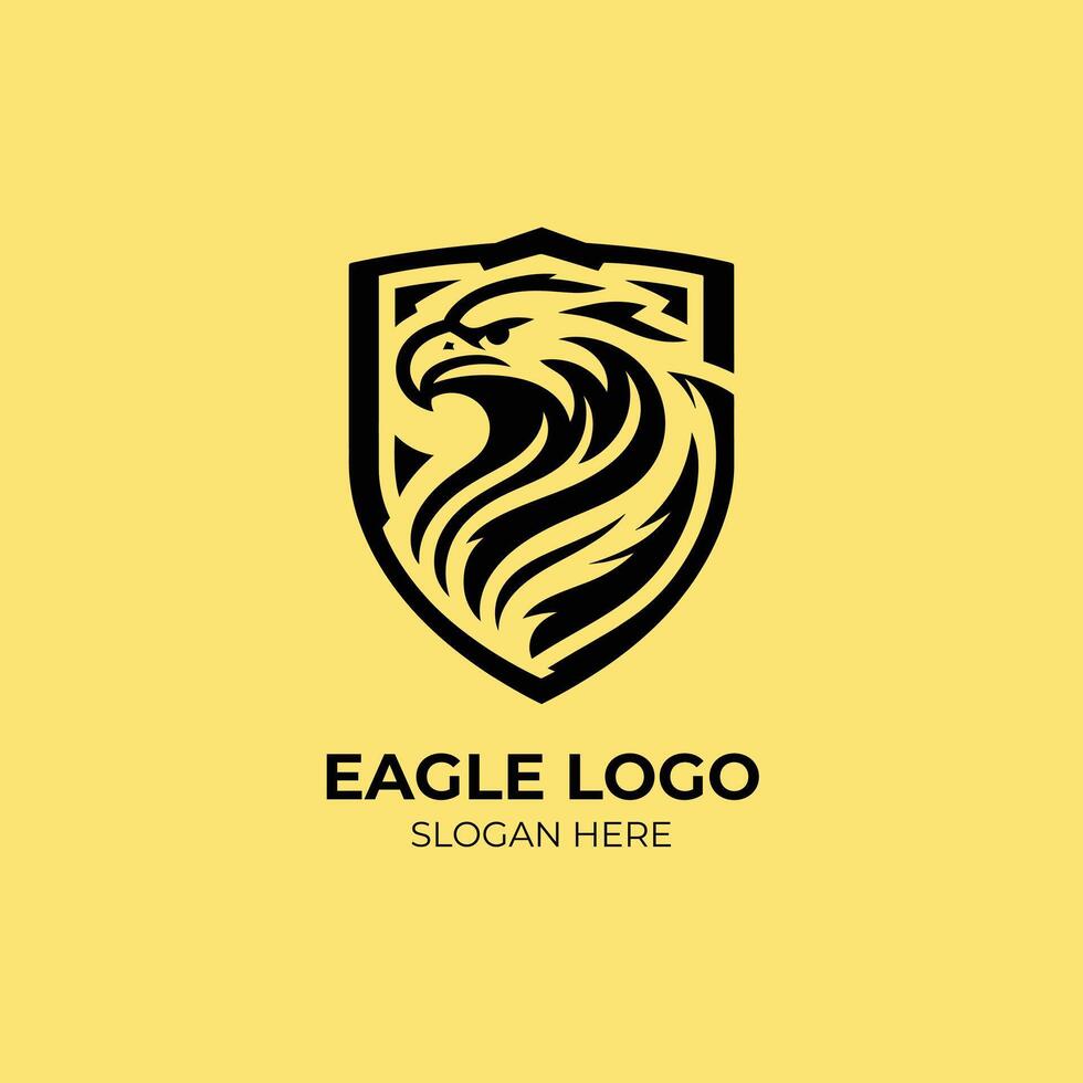 Eagle shield logo with black and white outline vector