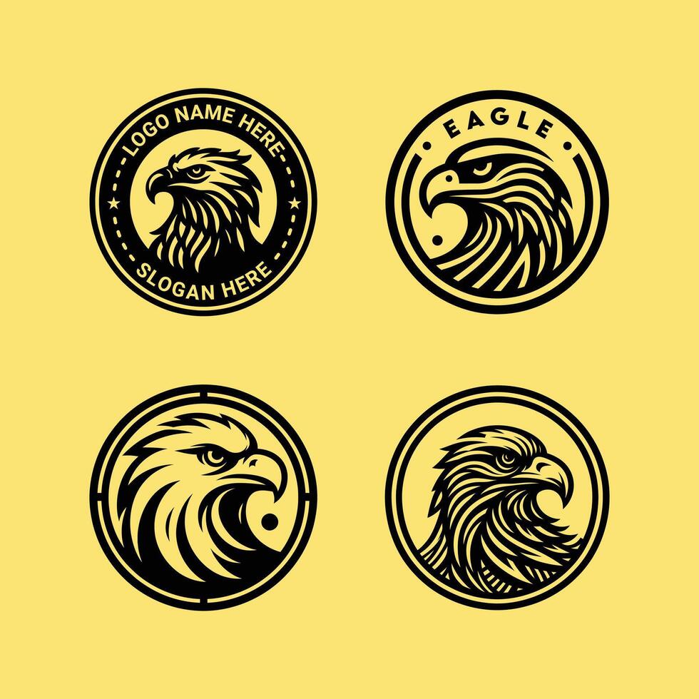 Eagle circle logo with black and white outline vector