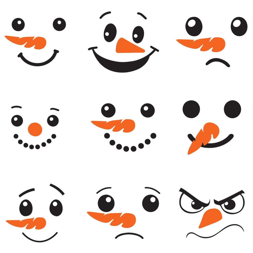 Snowman Face illustration , Snowman Face clipart Bundle vector