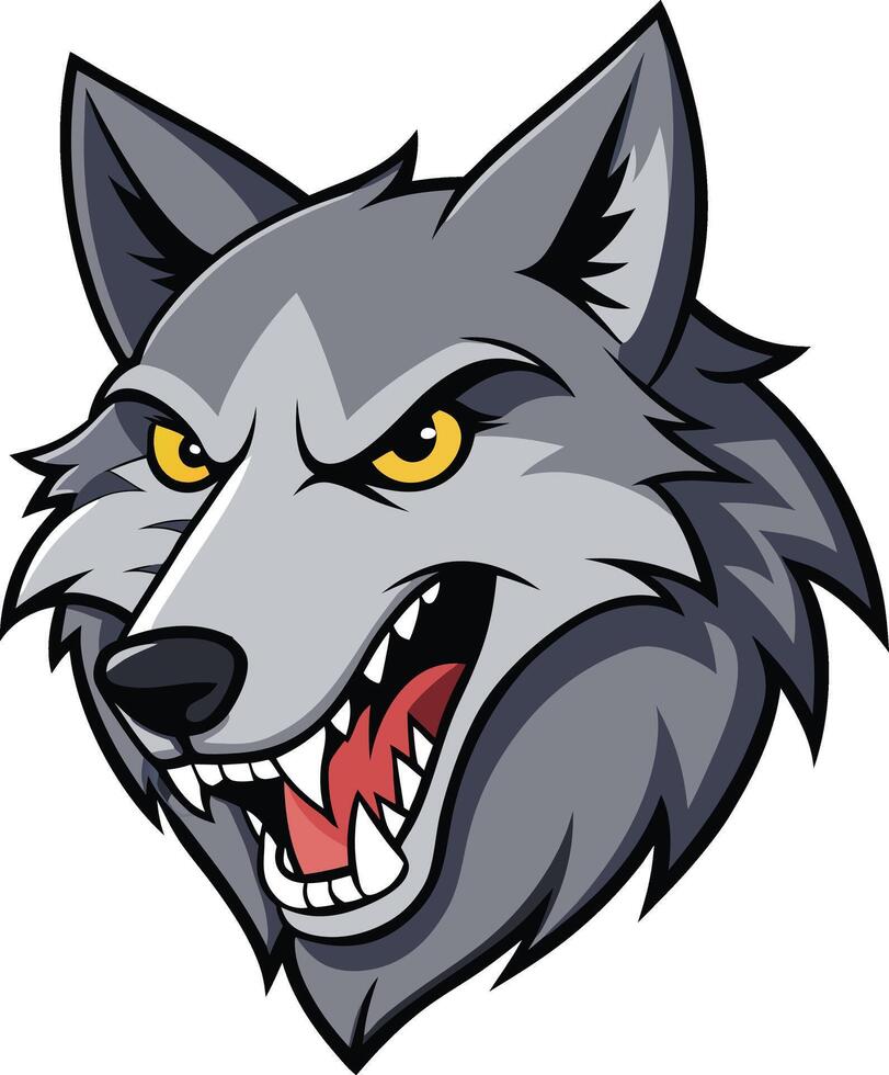 Fierce Wolf Head Illustration vector