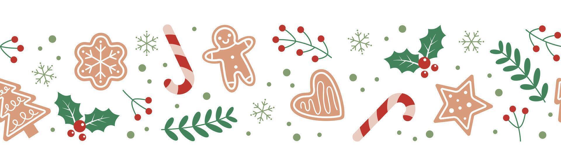 Gingerbread christmas border vector