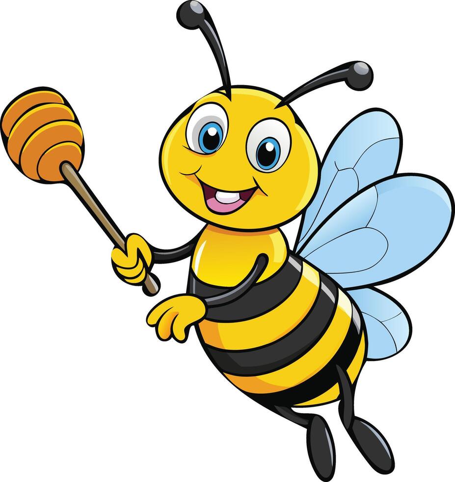 Happy Bee with Honey Illustration vector