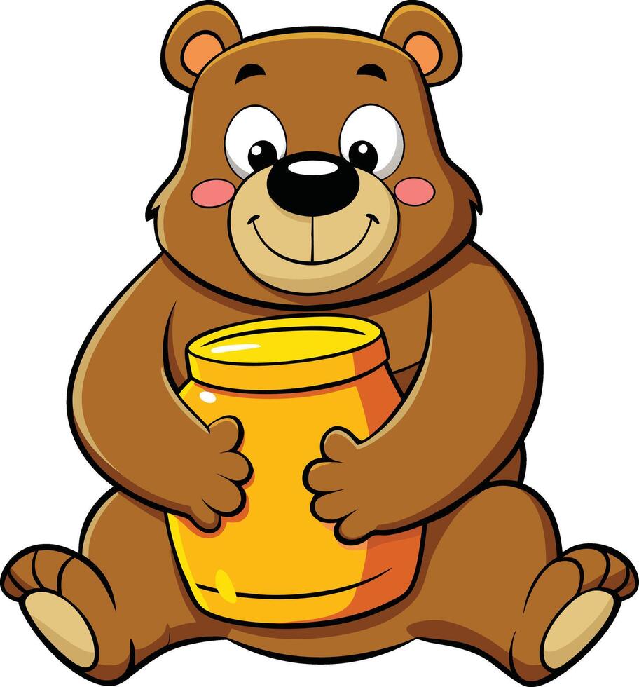 Happy Bear with Honey vector