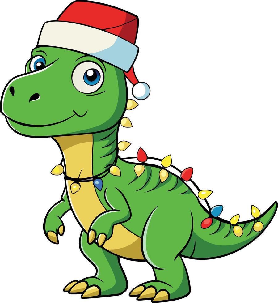 Festive Dinosaur A Whimsical Christmas vector