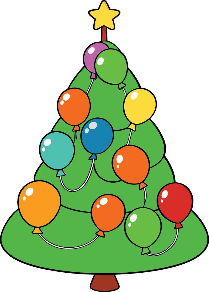 Festive Balloon Decorated Christmas Tree vector