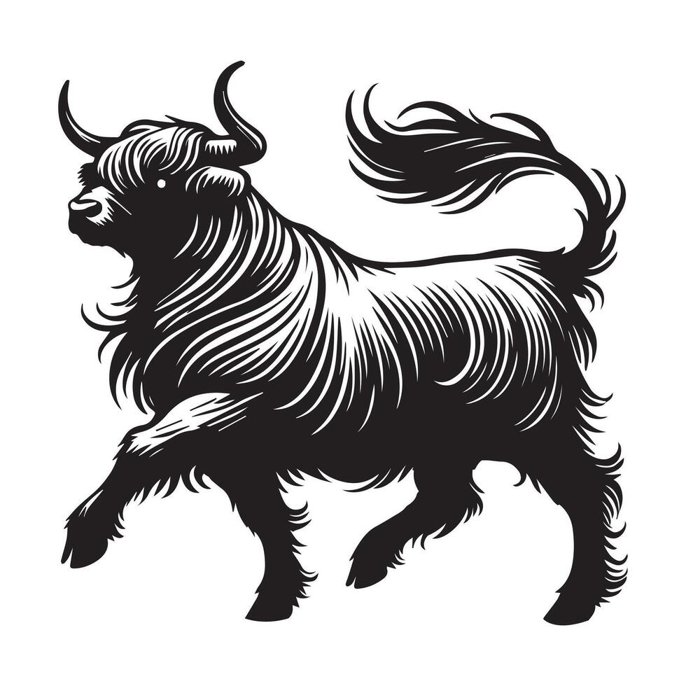 Adorable Baby Highland Cattle Illustration Clipart vector