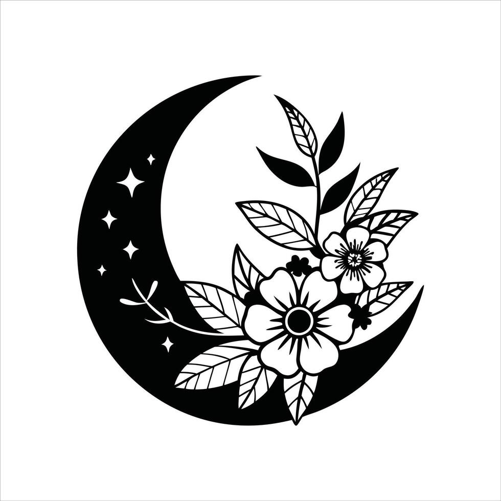 Whispers of the Moon Crescent Clipart Design vector