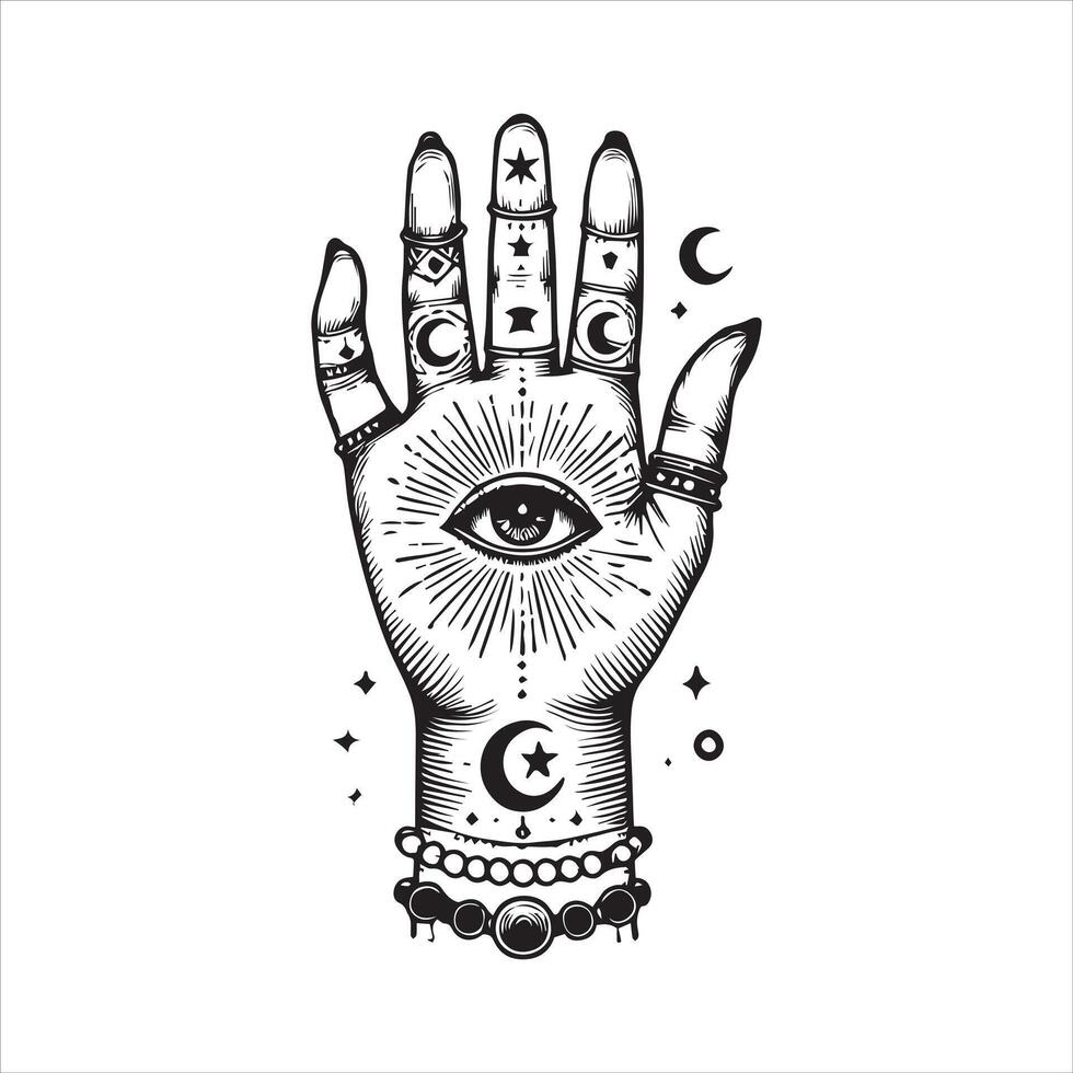 Whimsical Mystical Hand Clipart Design vector