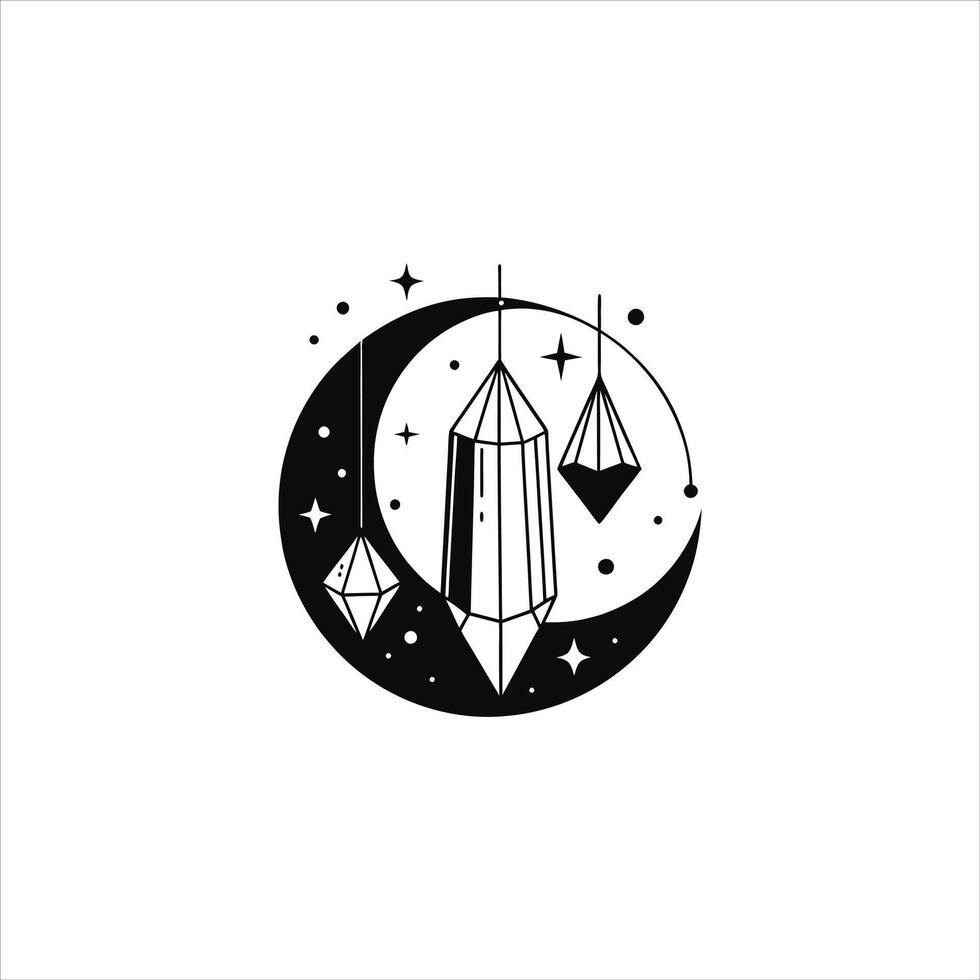 Enchanted Crescent Moon Clipart Illustration vector