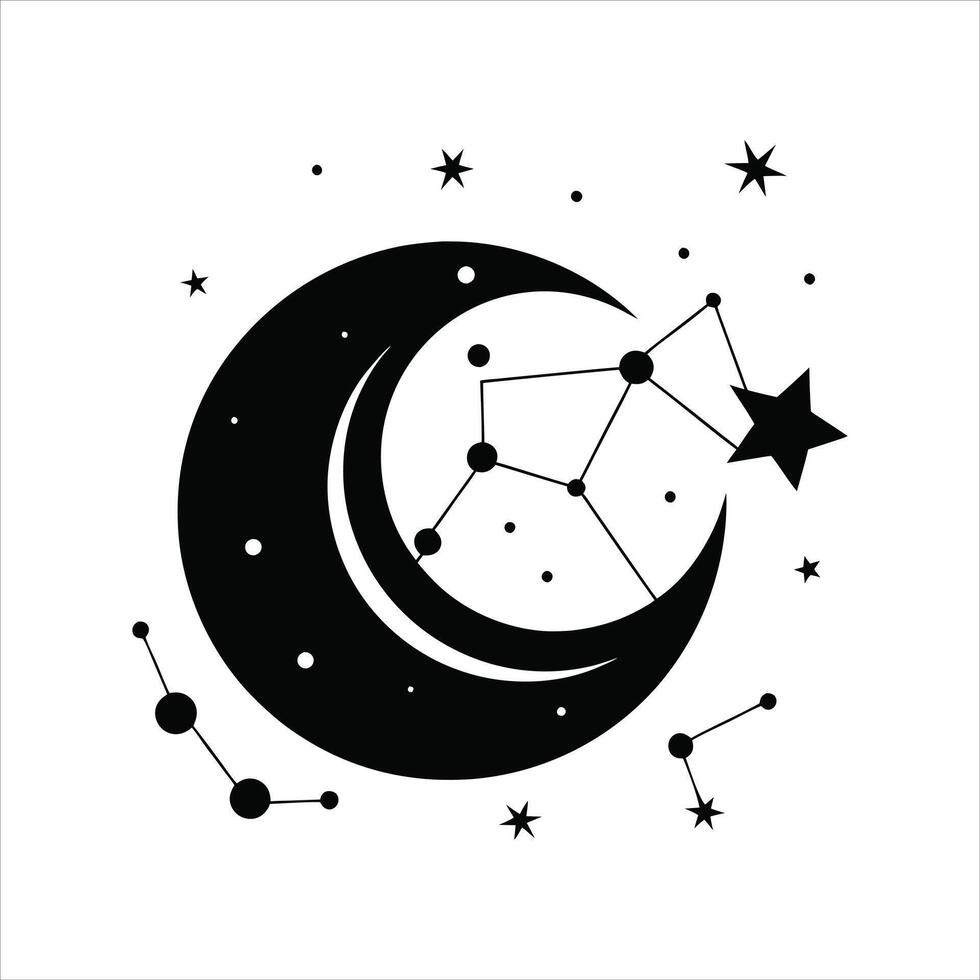 Crescent Moon in the Night Sky Clipart Design vector
