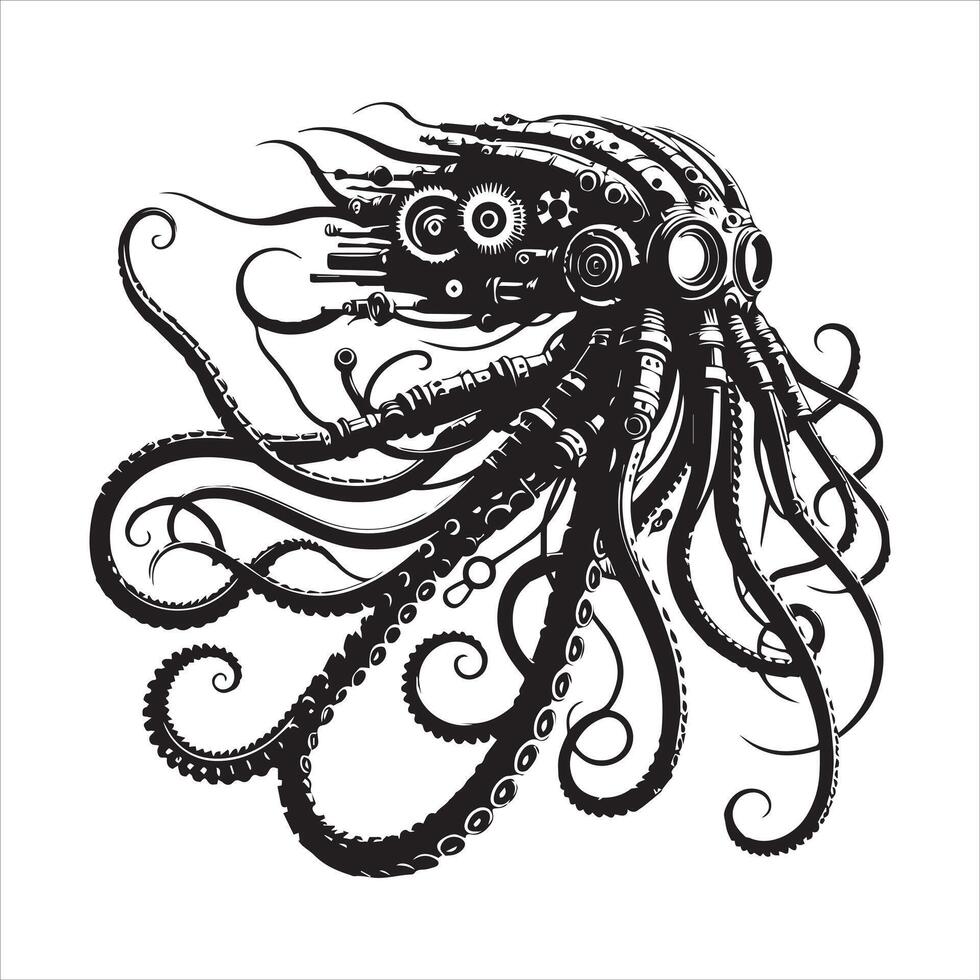 Cartoon-Style Octopus Clipart Illustration vector