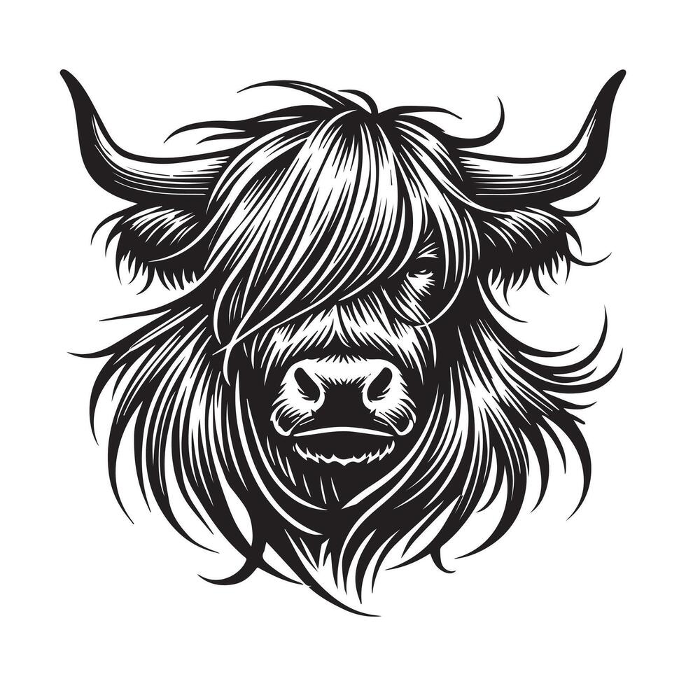 Playful Baby Highland Cow Face Design vector