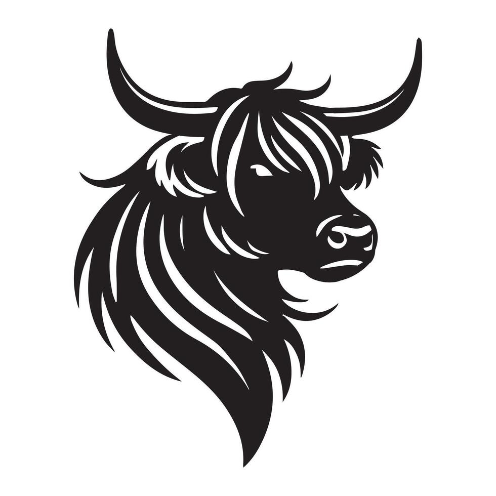 Lovely Baby Highland Cattle Face Art for Greeting Cards vector
