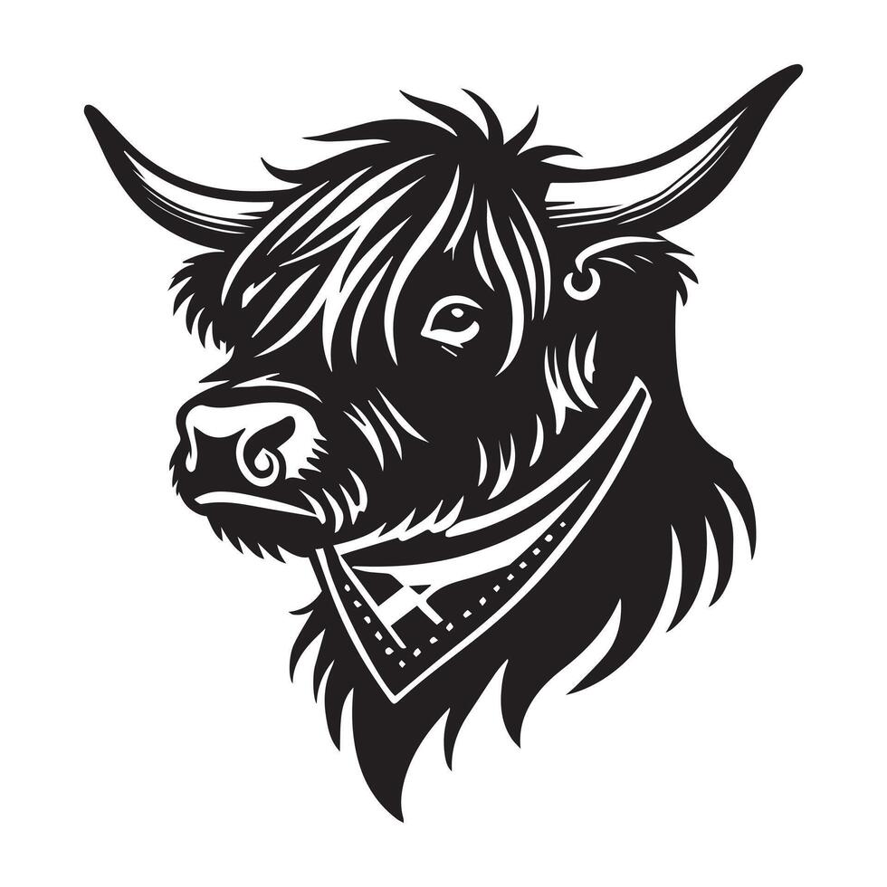 Playful Baby Highland Cattle Face Illustration in Soft Tones vector