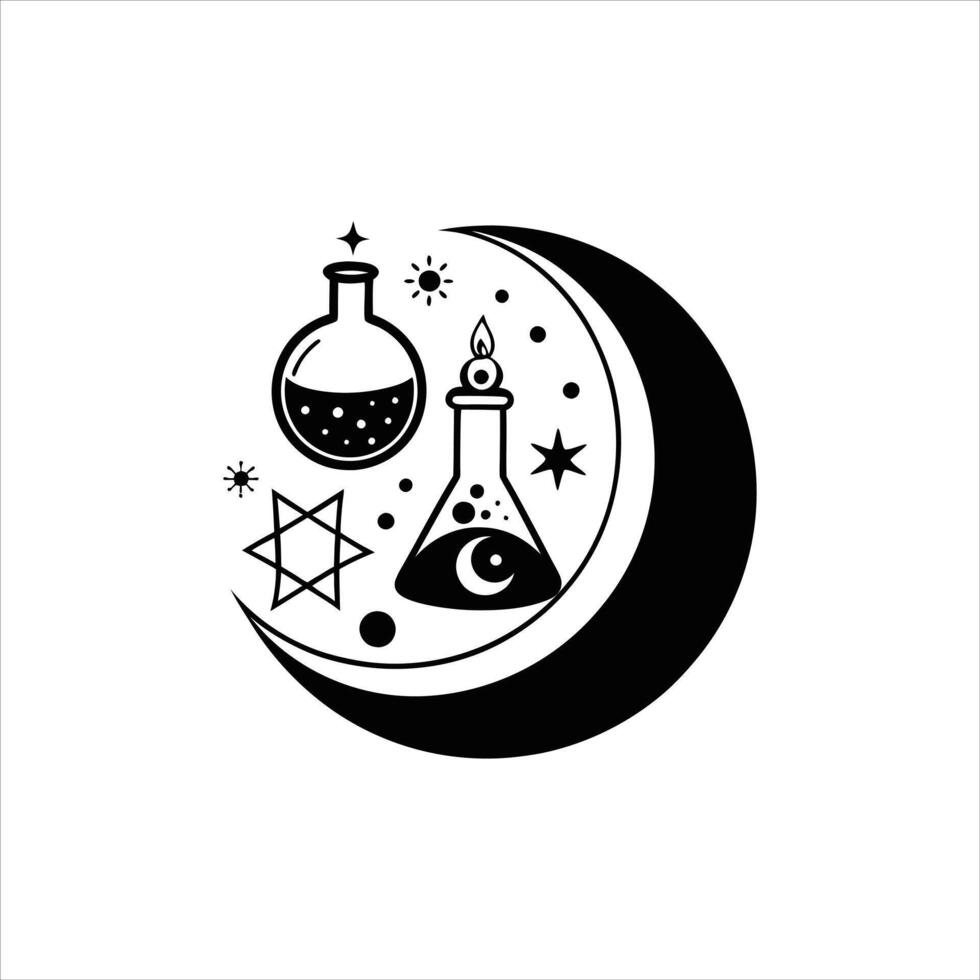 Lunar Blessing Mystical Crescent Moon Clipart vector