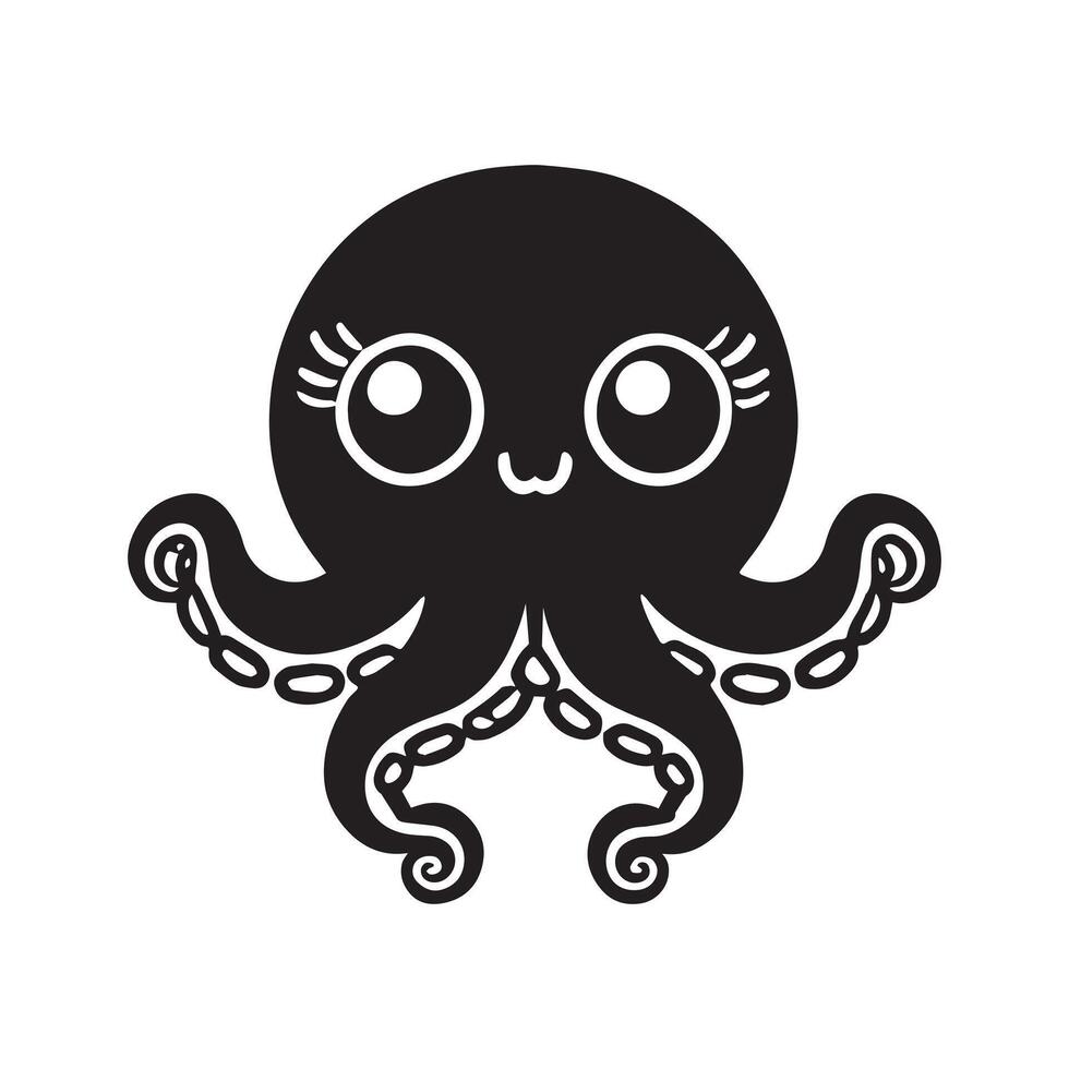 Octopus Animal Silhouette illustration vector