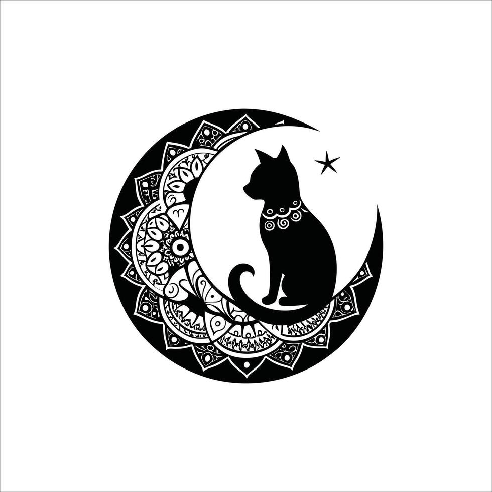 Mystical Crescent Moon Illustration vector
