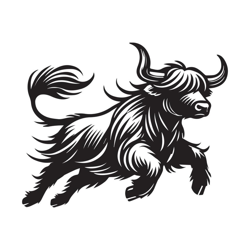 Whimsical Baby Highland Cattle Clipart with Soft vector