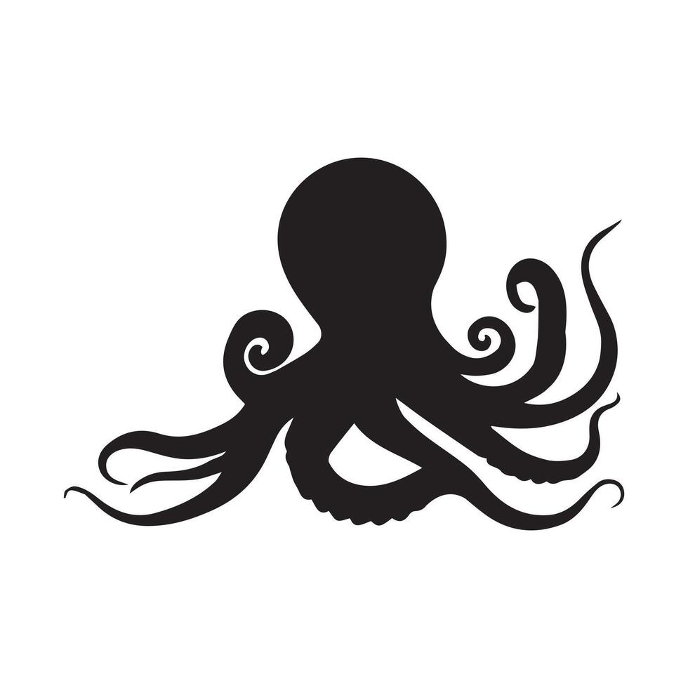 Underwater Wonder Octopus Silhouette Illustration vector