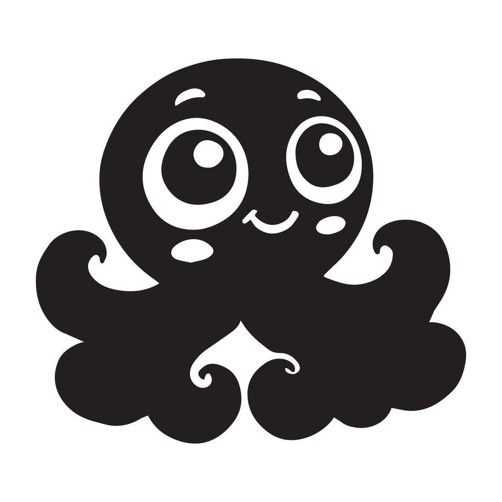 Mysterious Octopus Silhouette Art Design vector