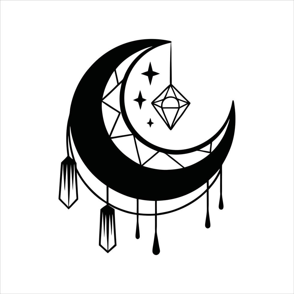 Lunar Light Mystical Crescent Moon Clipart vector