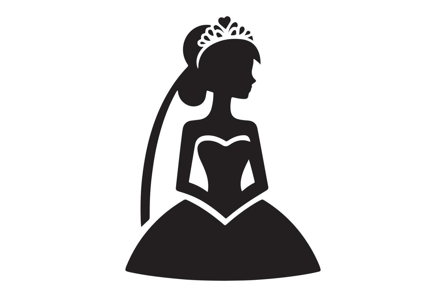 Minimalist Bride Silhouette Simple and Elegant Art vector