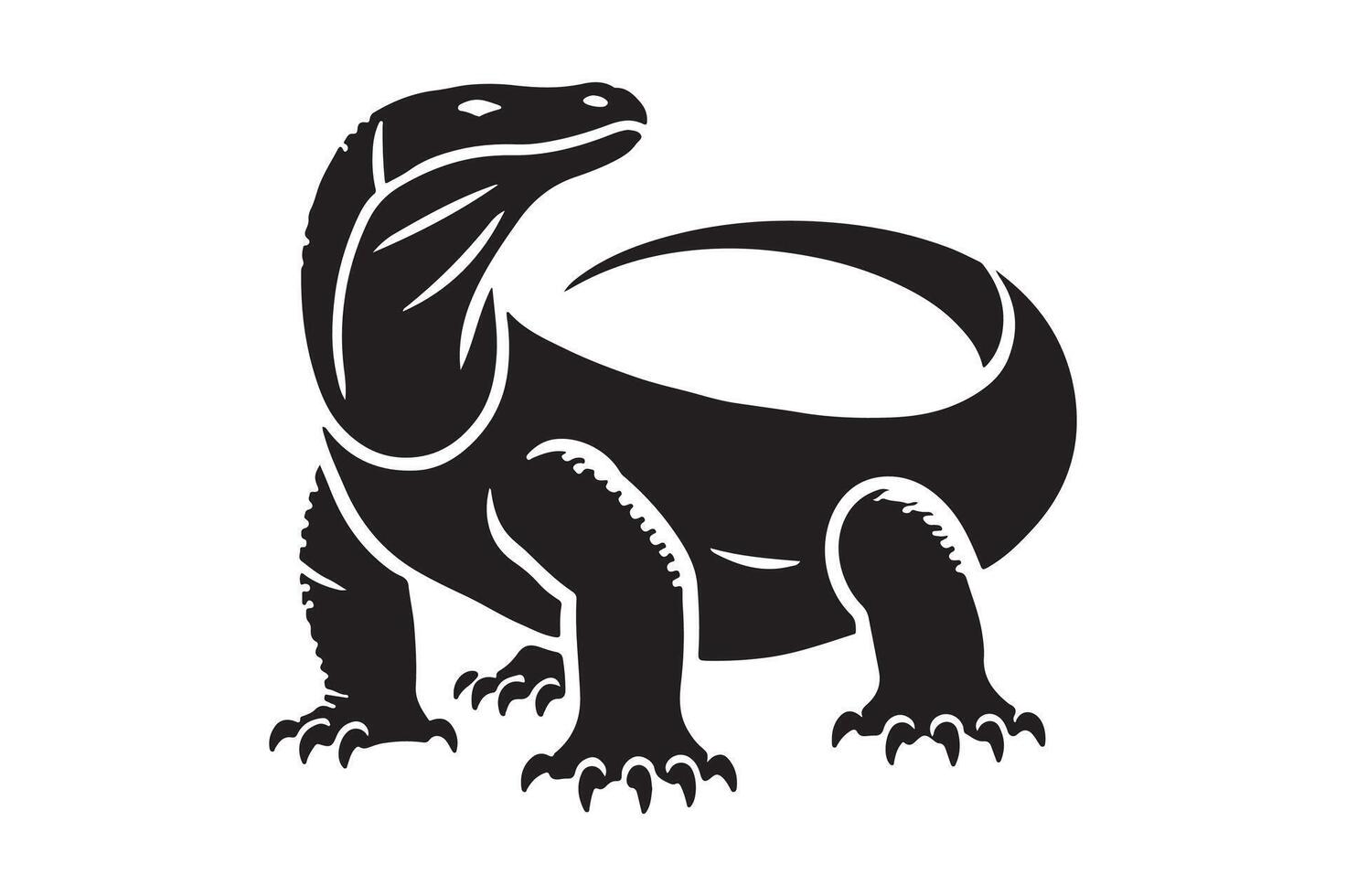 Simple Komodo Dragon Silhouette for Crafts and DIY Projects vector