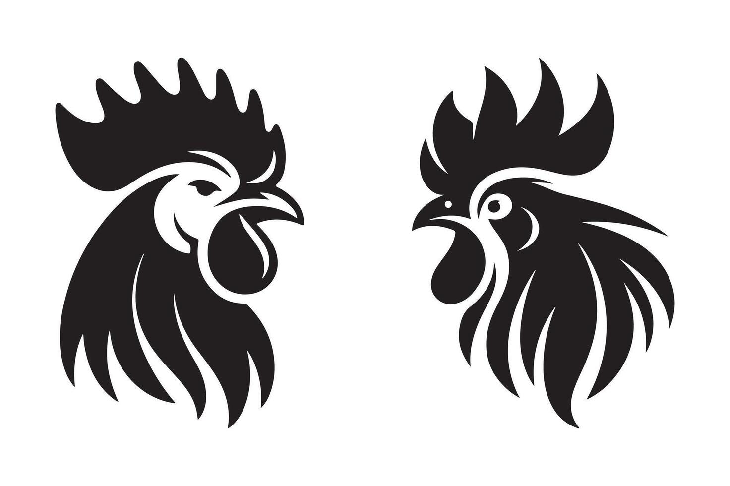 Silhouette of Rooster Chicken Head in Bold Black Design vector