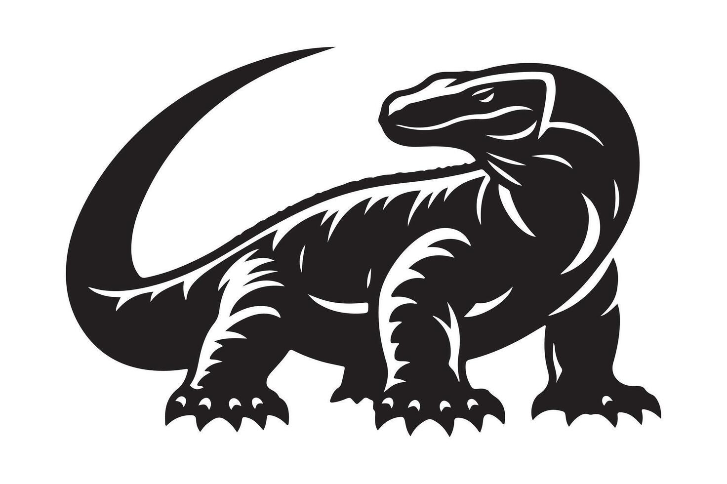 Minimalist Komodo Dragon Silhouette on White Background vector