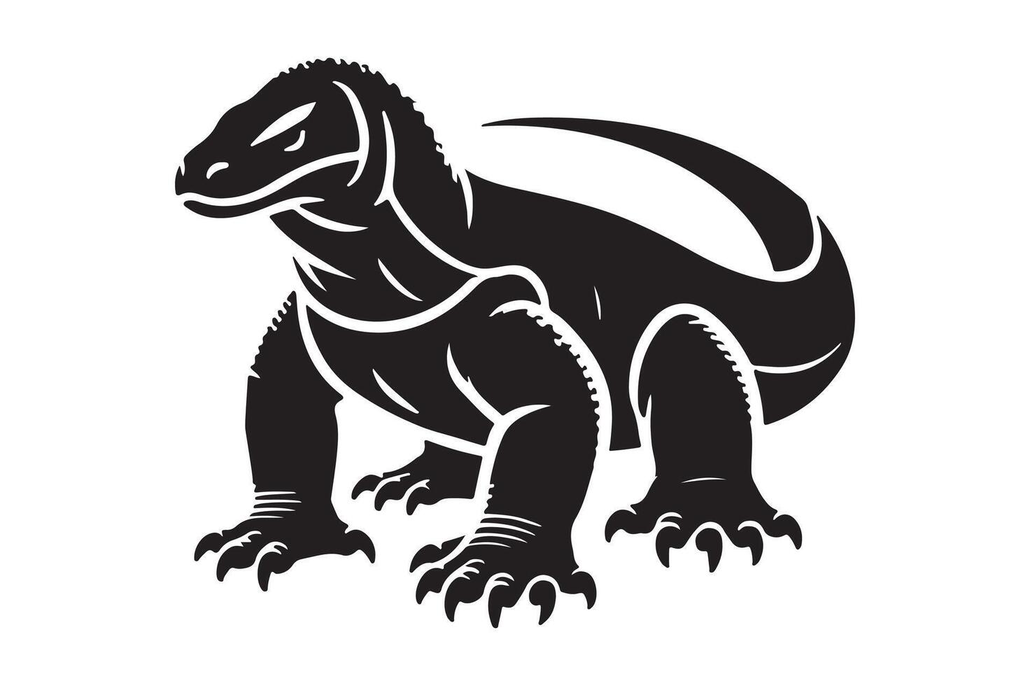 Silhouette of Komodo Dragon in Resting Pose vector