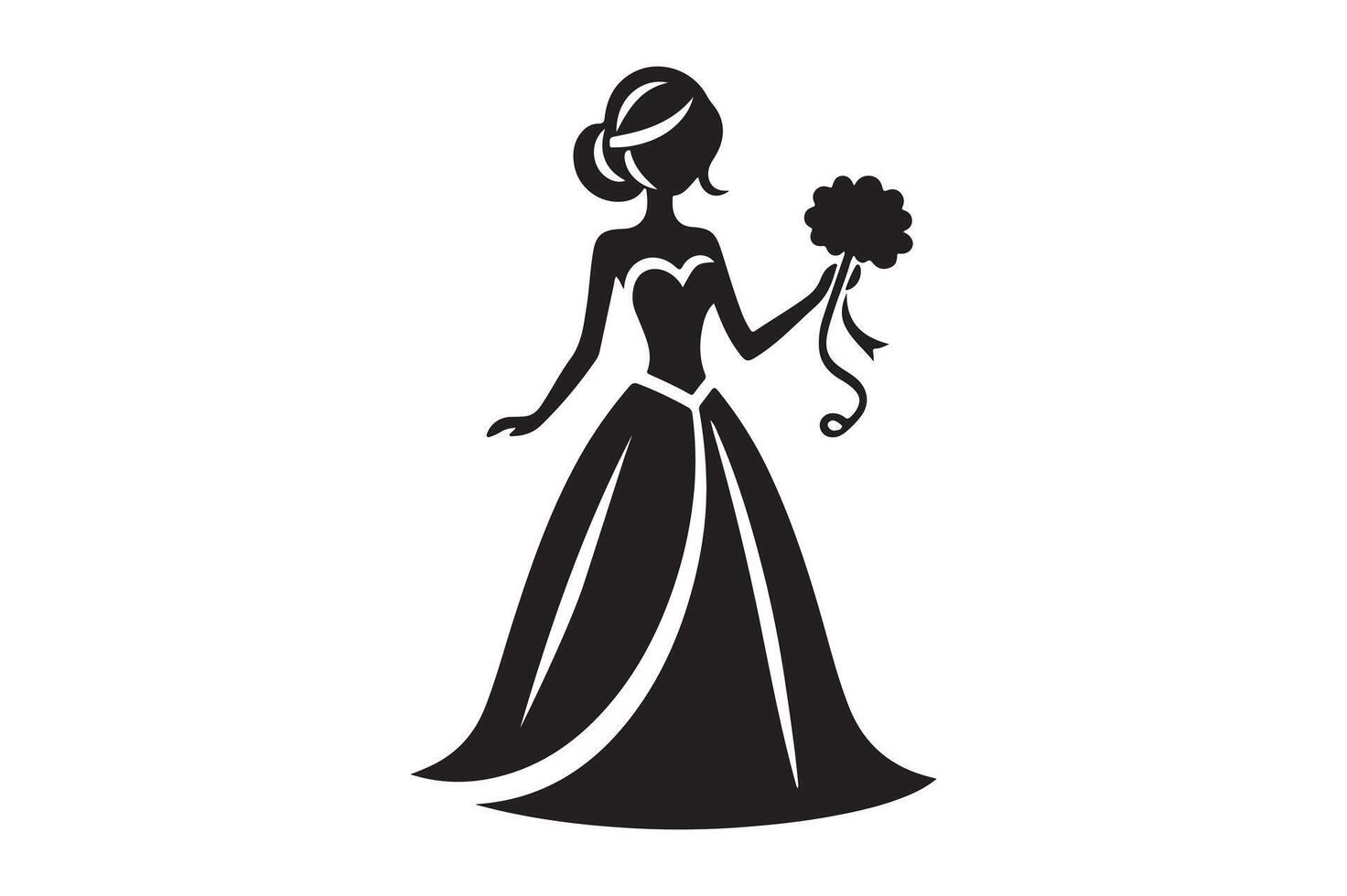 Modern Bride Silhouette Elegant Illustration for Wedding Themes vector