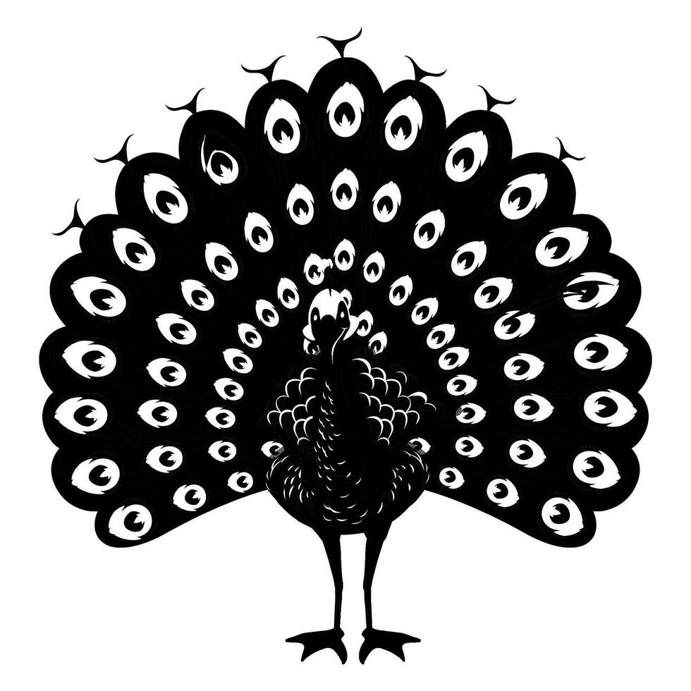 The peacock silhouette of flying dove bird . vector