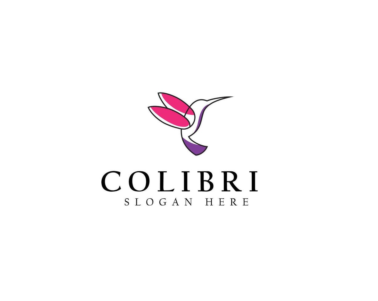 hummingbird colibri bird logo icon line art abstract outline mono line illustration vector