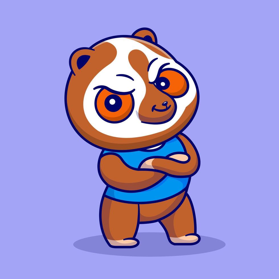 Cute Slow Loris Folded Arms Cartoon vector