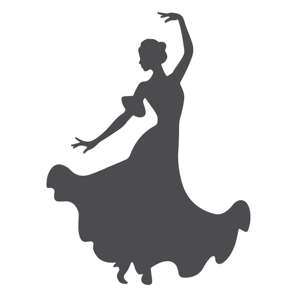 A beautiful dansing lady silhoutte illustration design with white backraund vector