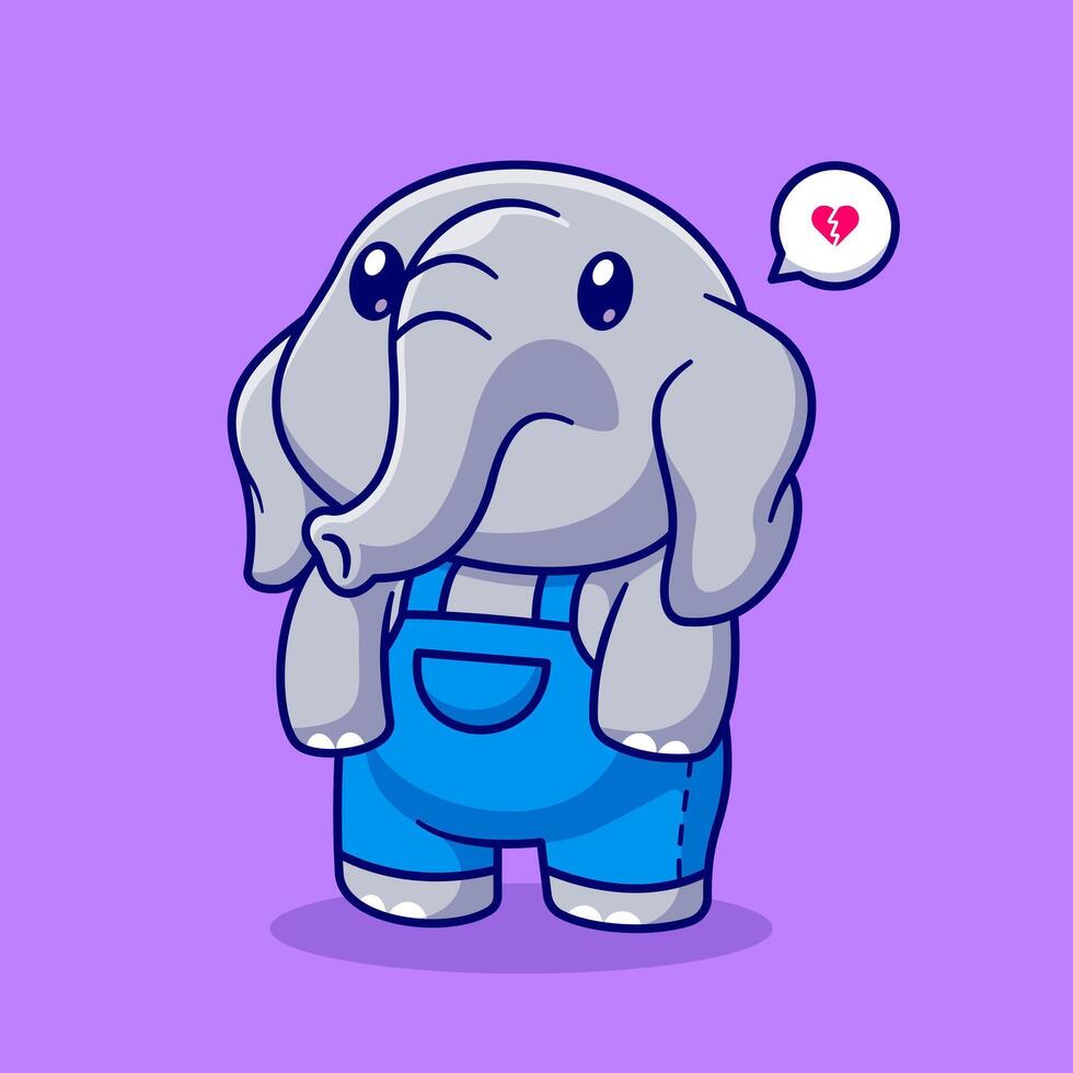 Cute Sad Elephant Cartoon vector