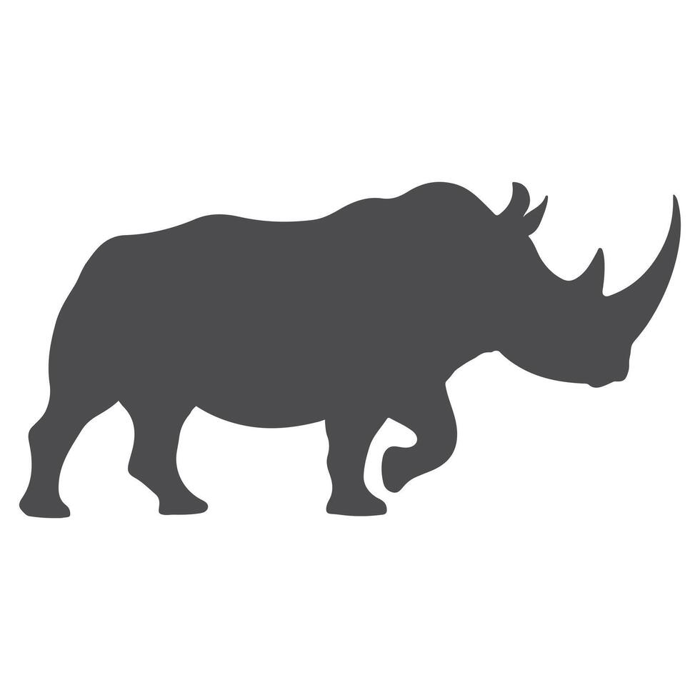 A powerful rhinoceros silhouette, highlighting its iconic horn and sturdy build, symbolizing strength, resilience, and untamed nature. vector