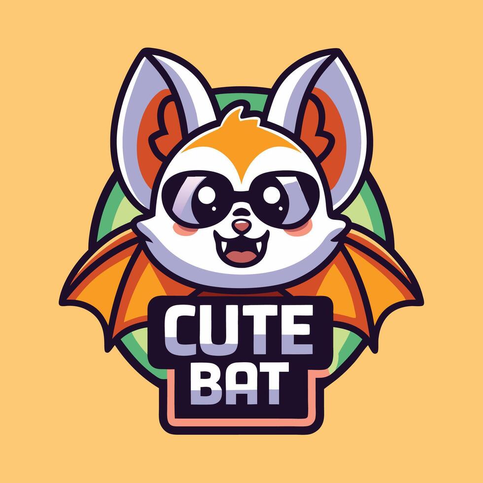 cute bat logo design vector