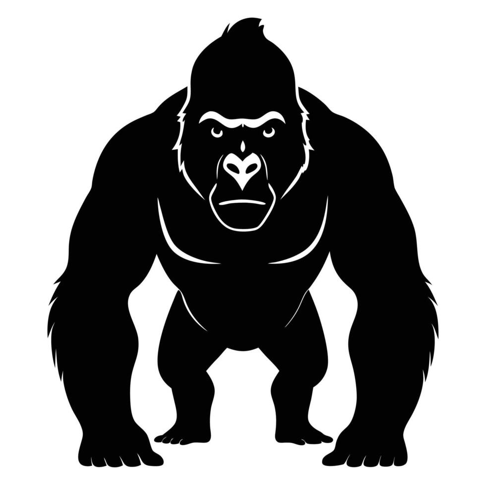 gorilla silhouette on white background vector
