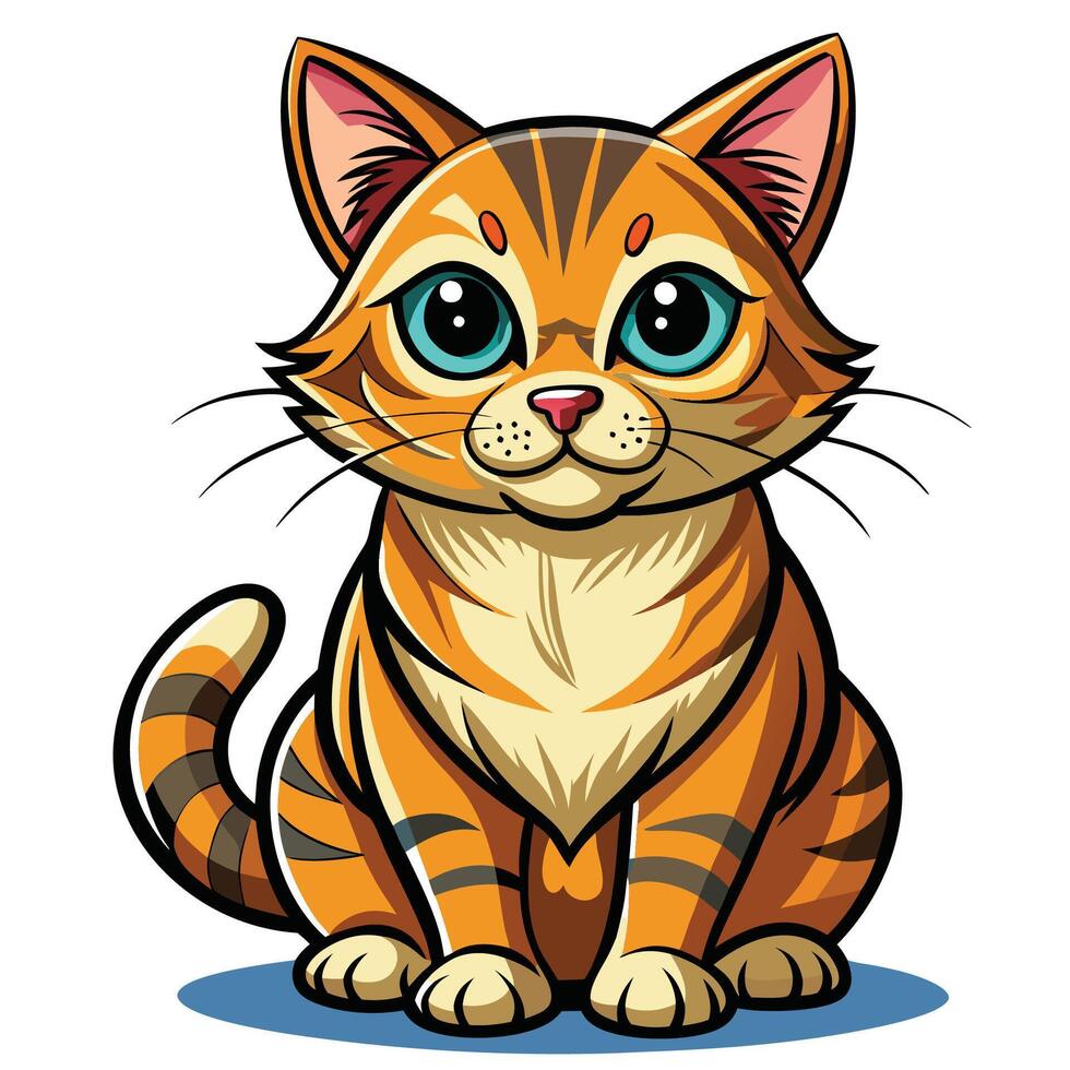 a cartoon cat with big eyes and a big nose vector