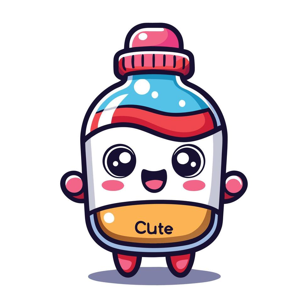 a cartoon bottle with the word cute on it vector