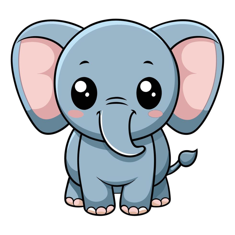 a cartoon elephant with big eyes and a big nose vector