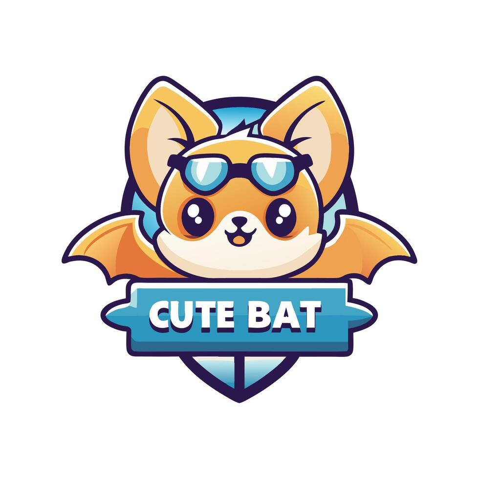 cute bat logo design vector