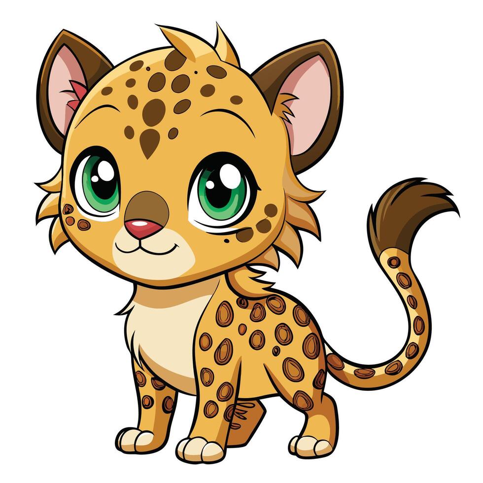 a cartoon cheetah with green eyes and big eyes vector