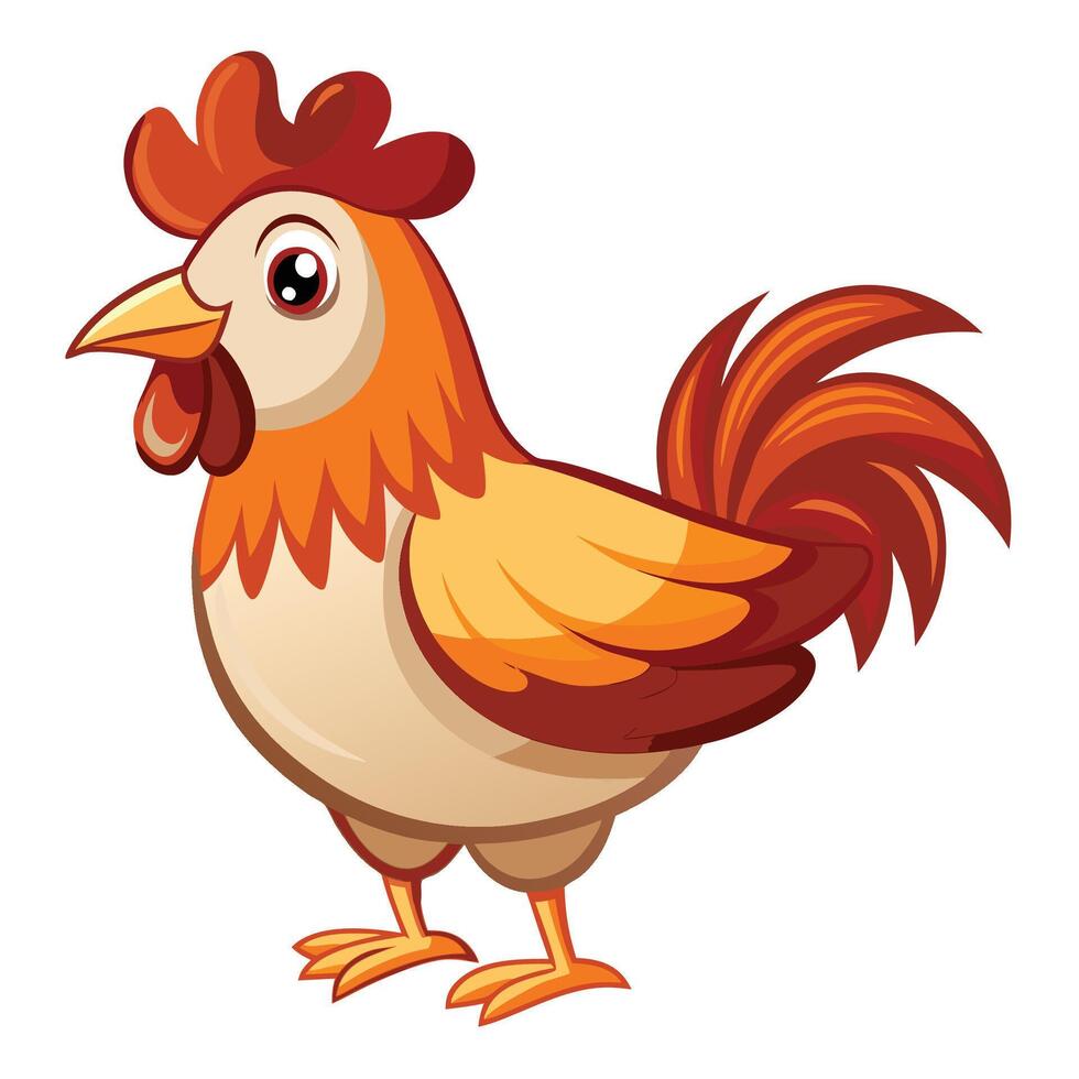 cartoon chicken standing on white background vector