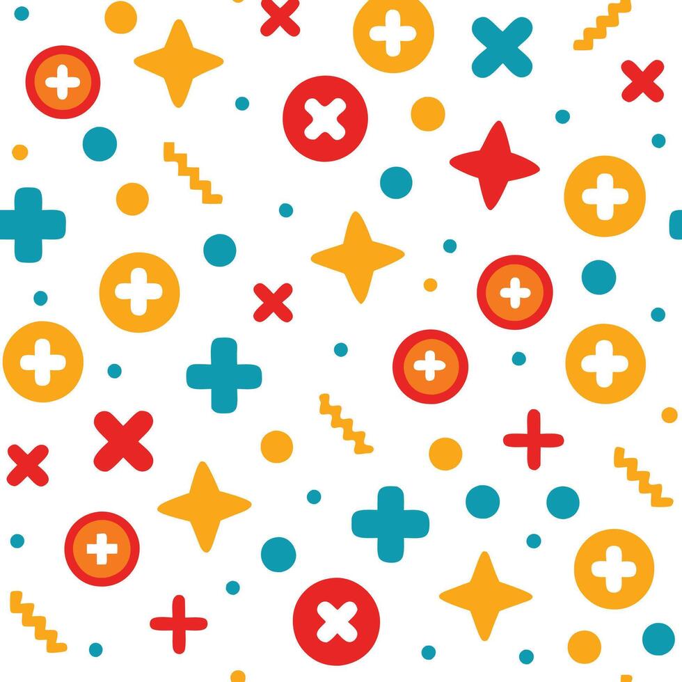 a colorful pattern with crosses and stars vector